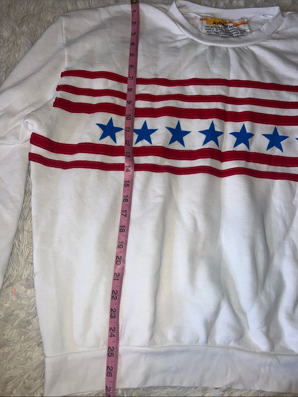 Aviator Nation Stars Relaxed Crew Sweatshirt White USA Size L NIP - Picture 8 of 9